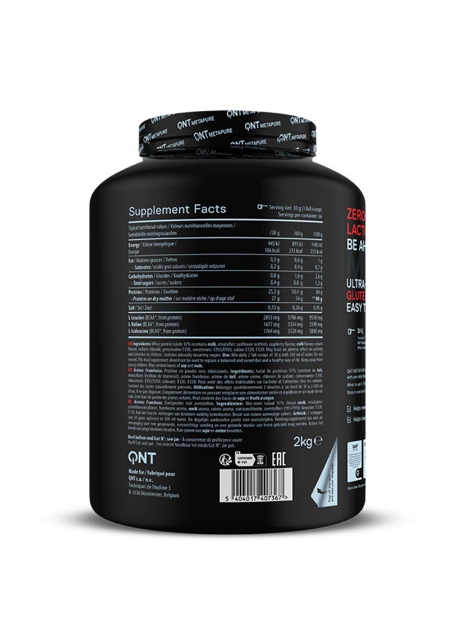 QNT METAPURE WHEY ISOLATE ZERO CARB Protein Powder | 2000g | Raspberry flavour, 90% Isolate - Image 3