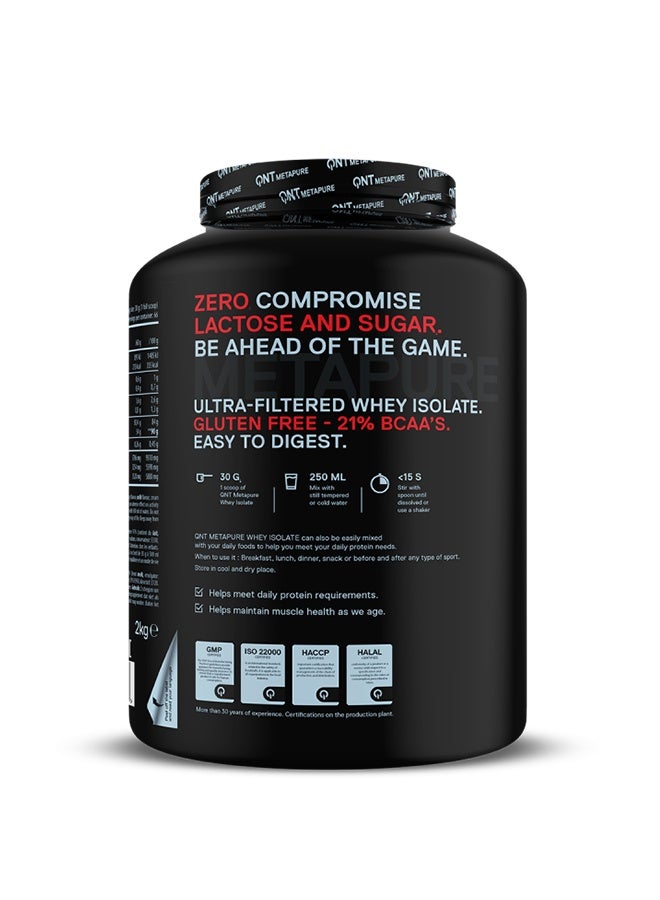 QNT METAPURE WHEY ISOLATE ZERO CARB Protein Powder | 2000g | Raspberry flavour, 90% Isolate - Image 2