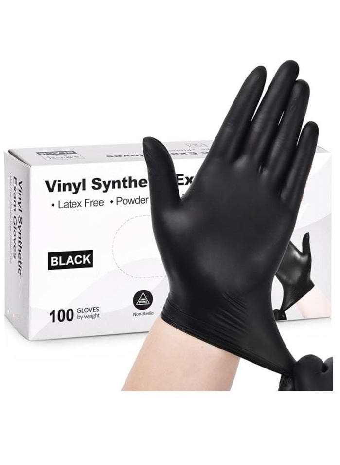 HOMESTAR Black Disposable Vinyl Gloves,Latex Free, Powder-Free for Medical, Cooking & Cleaning, Gloves Household, Food safe, 100/Box - Image 1