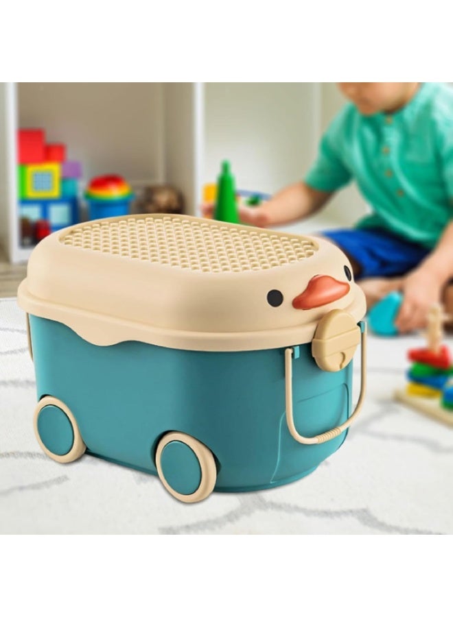 Kids Stackable Trucky Toy Storage Box Rollable, Multi-functional Large Basket to organize Clothes, Toys, Games & Snacks for Children, Baby & Toddler (Blue,DMYT-8637) - Image 1