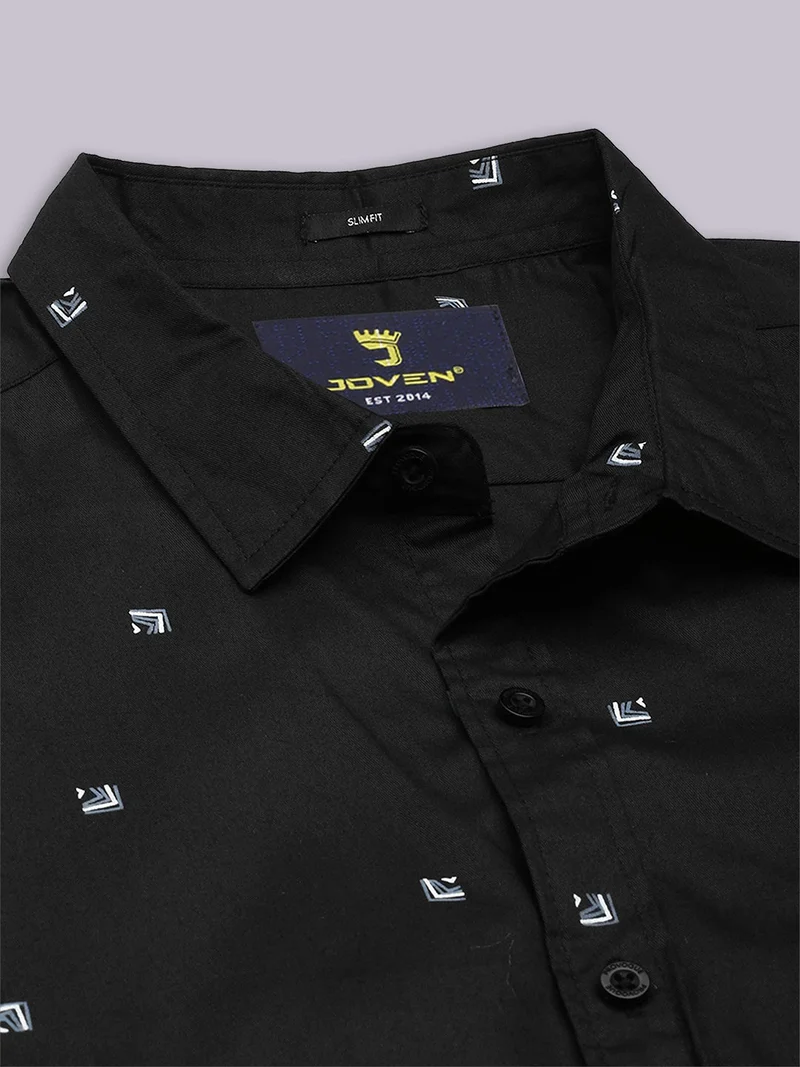 Joven  Black Printed Cotton Casual Shirt for Men for Men | Best Price UAE