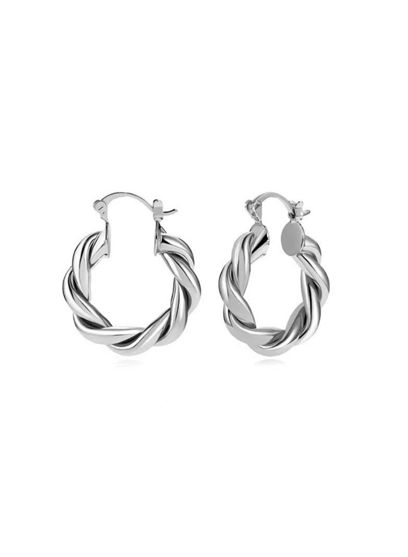 High-end atmospheric circle twist earrings metal electroplating ins trendy earrings for women - Image 1
