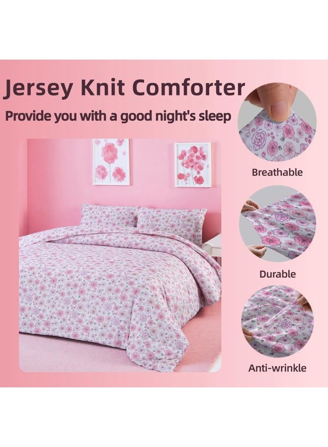 MAG 3Pcs Pink Microfiber Floral Comforter Twin,Camellia Twin Bed Comforter Set,Blooming Bedding Sets for Girls Boys Kids,Toddler,Garden Style,Elastic and Comfortable,No Flat Sheet. - Image 4