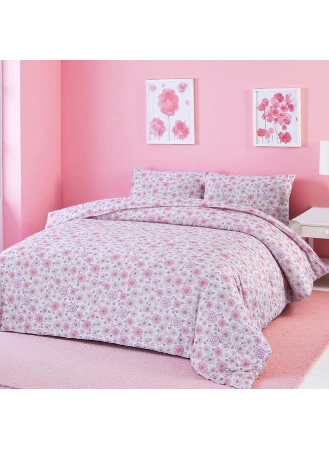 MAG 3Pcs Pink Microfiber Floral Comforter Twin,Camellia Twin Bed Comforter Set,Blooming Bedding Sets for Girls Boys Kids,Toddler,Garden Style,Elastic and Comfortable,No Flat Sheet. - Image 2
