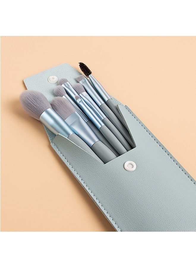 8Pcs Professional Makeup Brushes Set with Bag, Synthetic Bristle Cosmetic Brush with Kit, Matte Plastic Handle Mini Make Up Brushes (Blue) - Image 5