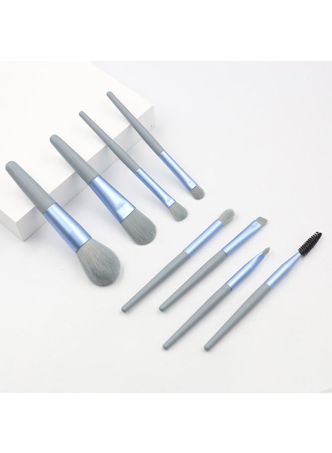 8Pcs Professional Makeup Brushes Set with Bag, Synthetic Bristle Cosmetic Brush with Kit, Matte Plastic Handle Mini Make Up Brushes (Blue) - Image 4