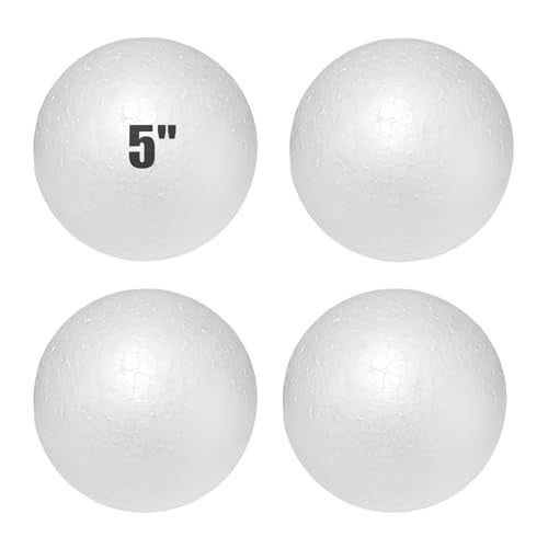 AHKUNMT Styrofoam Balls 5 Inch4PC Large White Foam Balls for Crafts DIY for Home and SchoolSmooth Solid Round for Arts and Craft Project - Image 1