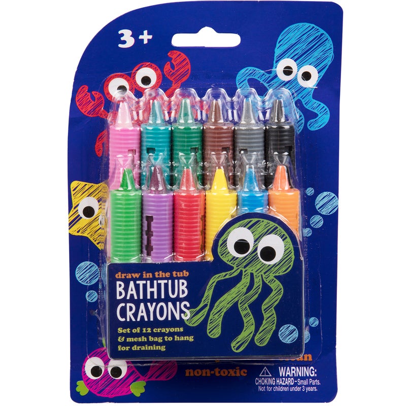 SCS Direct Bath Crayons Super Set -Set of 12 Draw in the Tub Colors with Bathtub Storage Mesh Bag -Non-Toxic, Safe for Children, Won't Disintegrate in Water -Art Project for Toddlers, Gift for Kids - Image 1