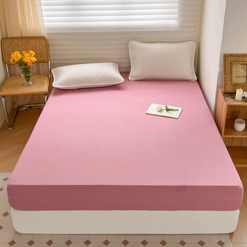 Homestic Single Bed Mattress ProtectorBed Protecter with Elastic 120x200 CM (Pink) - Image 1