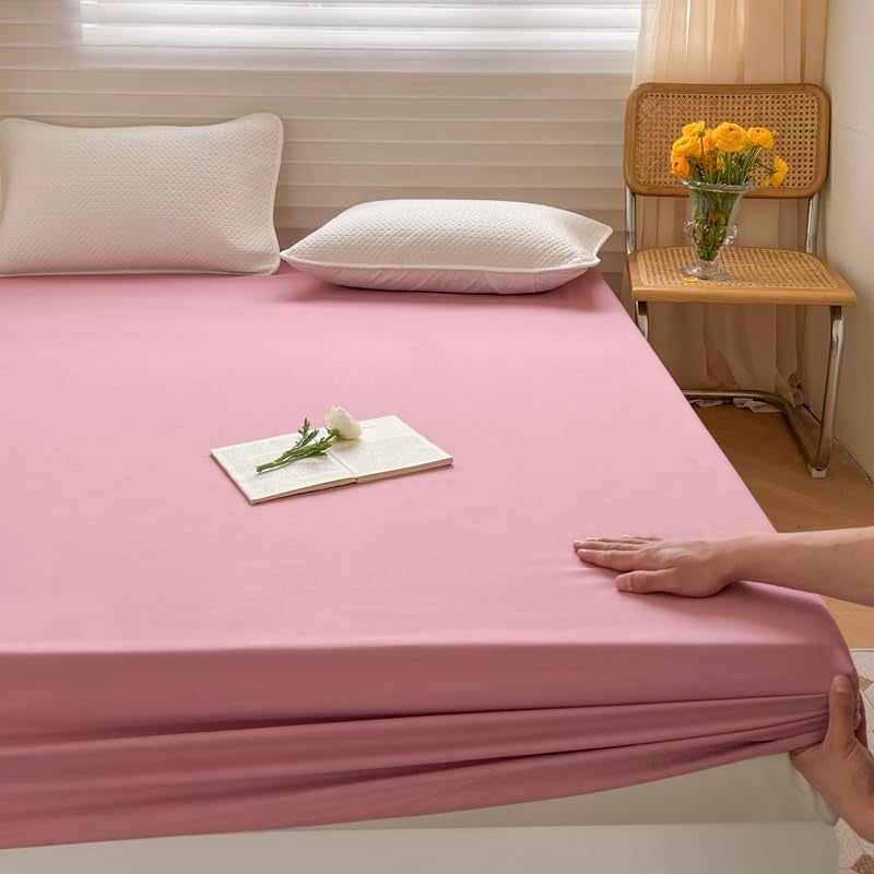 Homestic Single Bed Mattress ProtectorBed Protecter with Elastic 120x200 CM (Pink) - Image 4
