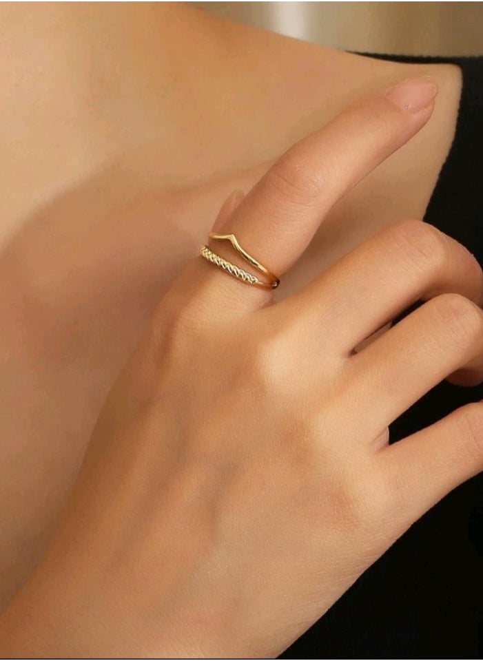 FIFTY 50 - Trendy Stainless Steel Gold Plated Ring For Women One Size - Image 1
