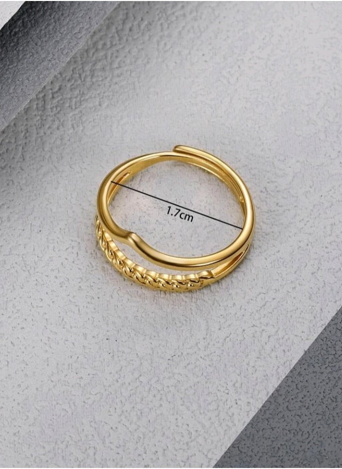 FIFTY 50 - Trendy Stainless Steel Gold Plated Ring For Women One Size - Image 1