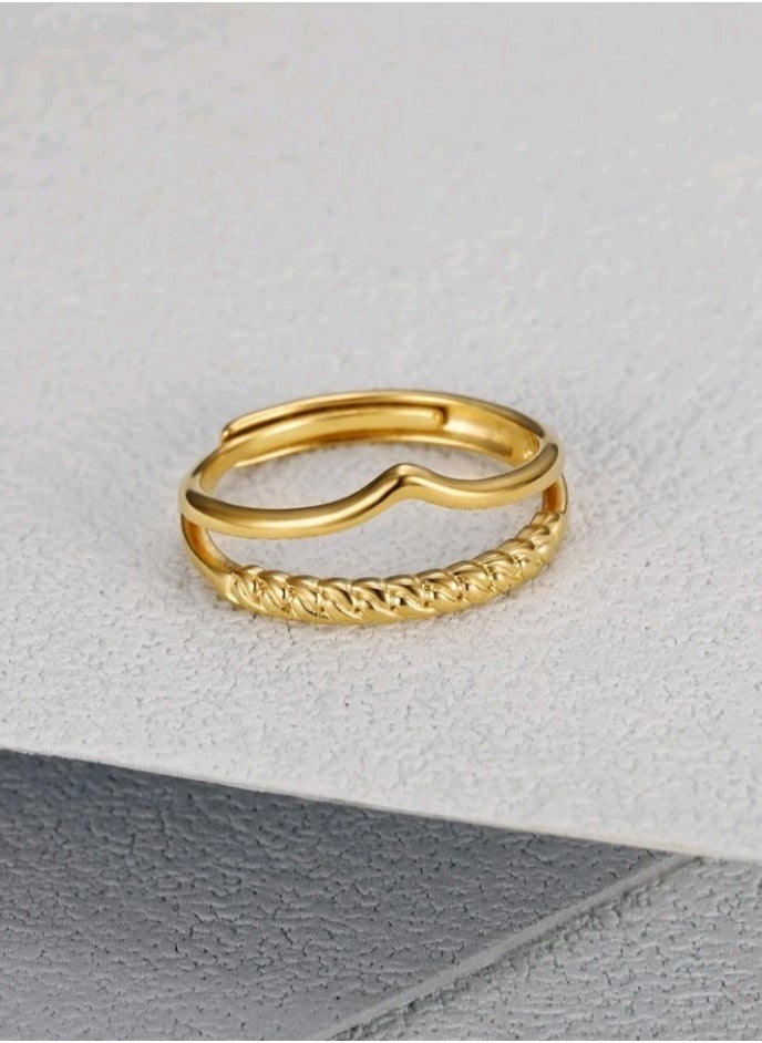 FIFTY 50 - Trendy Stainless Steel Gold Plated Ring For Women One Size - Image 1