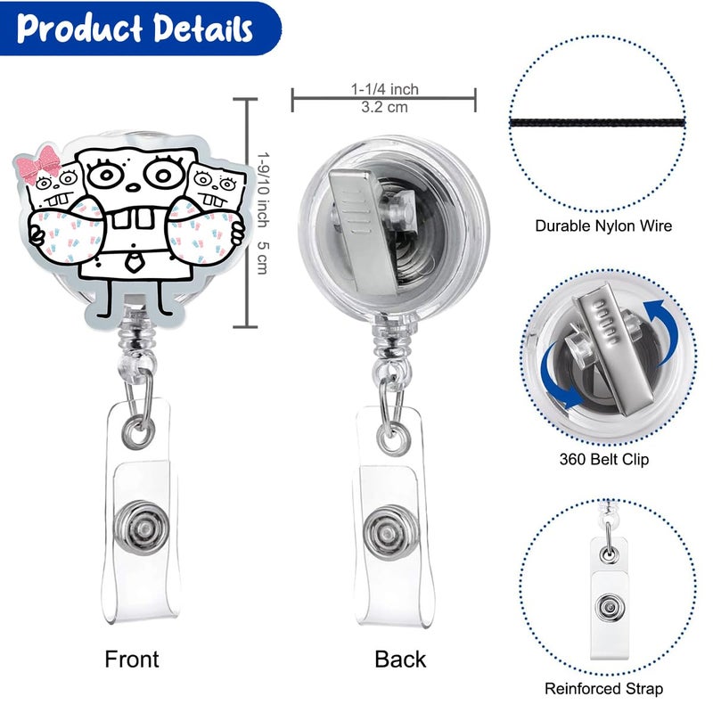 963RW Funny Badge Reel, DoodleBob Babys Badge Holder for Id Card Retractable with Clip, Cute Nurse Nursing Accessory for RN, MD, Labor and Delivery, OB, Postpartum - Image 2