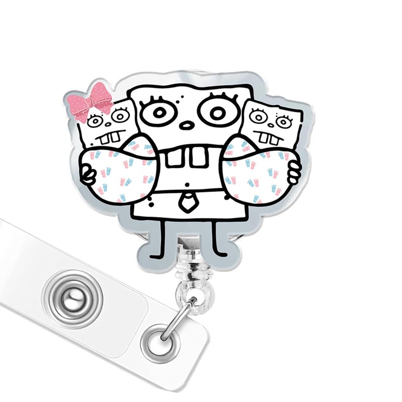 963RW Funny Badge Reel, DoodleBob Babys Badge Holder for Id Card Retractable with Clip, Cute Nurse Nursing Accessory for RN, MD, Labor and Delivery, OB, Postpartum - Image 1