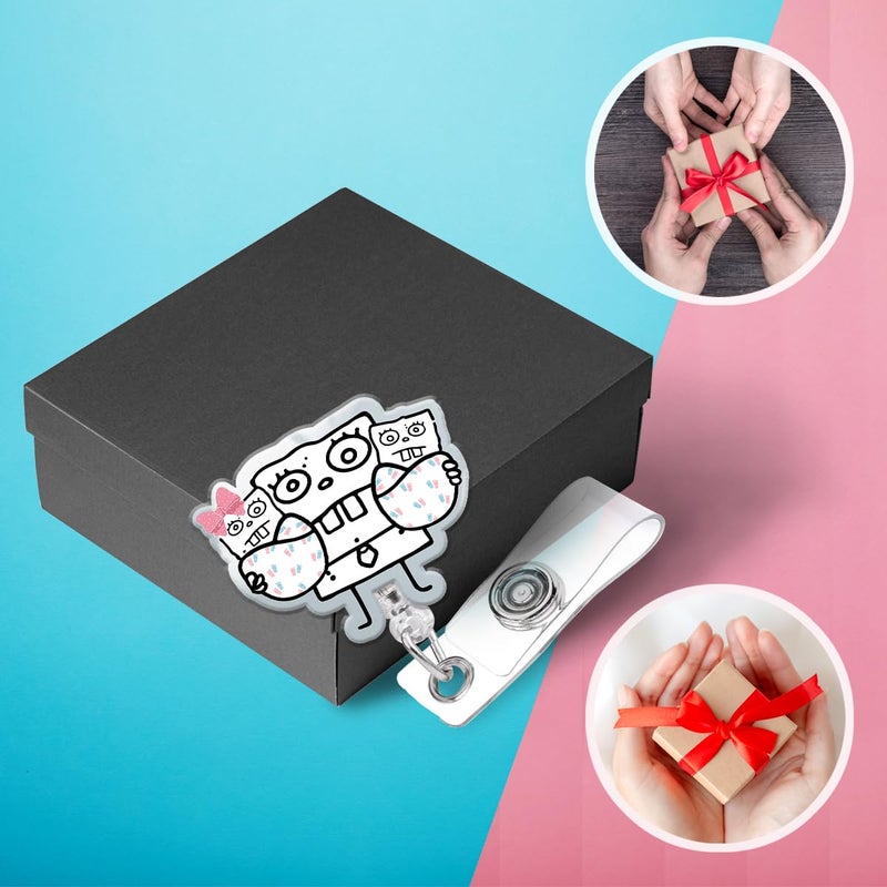 963RW Funny Badge Reel, DoodleBob Babys Badge Holder for Id Card Retractable with Clip, Cute Nurse Nursing Accessory for RN, MD, Labor and Delivery, OB, Postpartum - Image 5