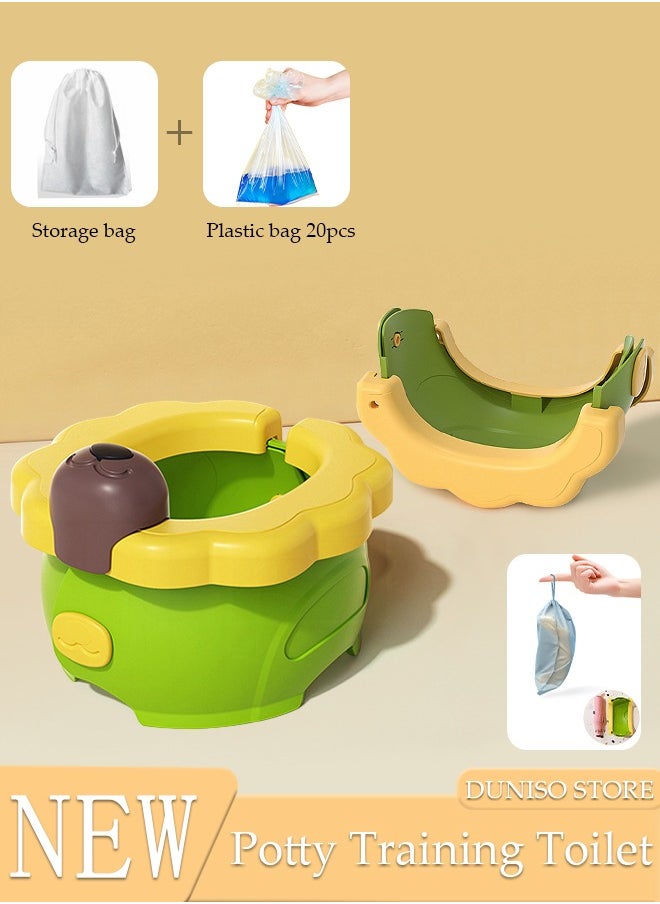 DUNISO - Folding Potty Training Toilet for Kids, Folding Car potty with Storage Bags, Travel Potty Chair for Kids, Portable Toilet for Camping Outdoor and Indoor - Image 1