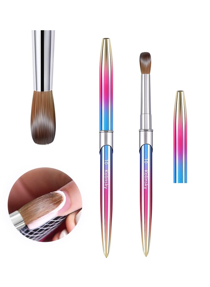 SYOSI Kolinsky Nail Art Brush, Carved Painted Nail Polish Brush Professional Acrylic Nail Pen 3D Colorful Pure Handmade Makeup Brush with Cap(#6) - Image 1