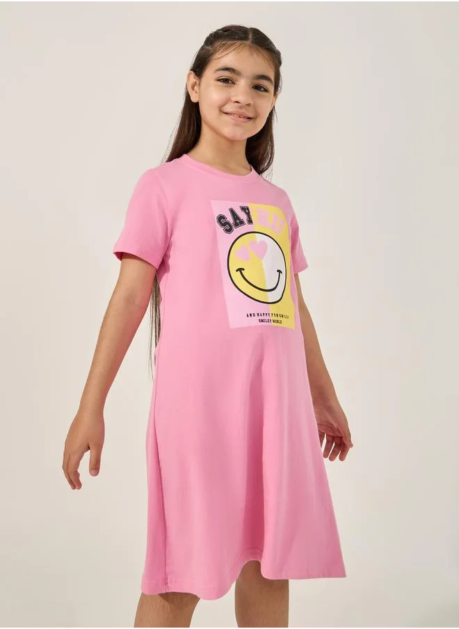 ستايلي Styli Graphic Print Short Sleeve Nightdress