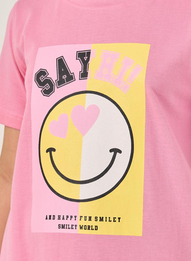 ستايلي قميص نوم قصير بأكمام قصيرة وطبعة جرافيك - Image 3