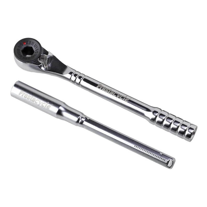 Prestacycle Pro T Handle Ratchet and Extension Set, Heavy-Duty 60 Nm Ratcheting T Handle Driver for 1/4" Hex Bits, Compact T Handle Wrench for Bicycles (Bits Not Included) - Image 1
