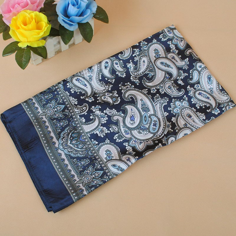 EIysee 35 Inches Silk Head Scarf-Satin Hair Scarves Silk Bandana Scarf Headscarf for Women's Fashion Scarves (Paisley - Navy blue) - Image 5