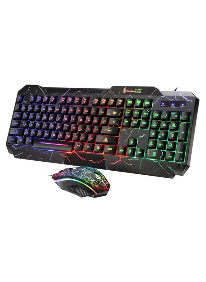 BURAQ - SHIPADOO D620 104-key Wired RGB Color Cracked Backlight Gaming Keyboard Mouse Kit for Laptop, PC - Image 1