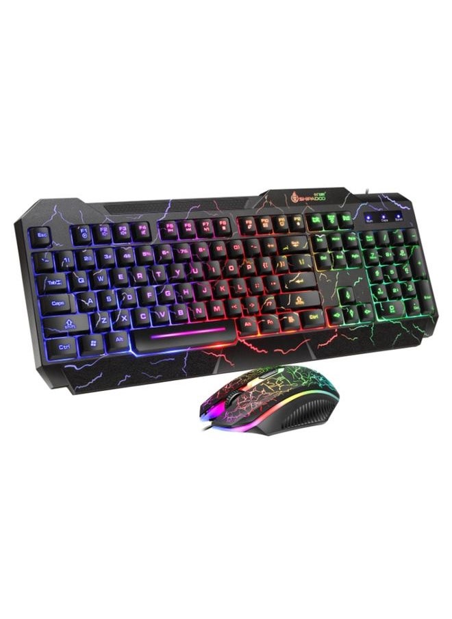 BURAQ - SHIPADOO D620 104-key Wired RGB Color Cracked Backlight Gaming Keyboard Mouse Kit for Laptop, PC - Image 1