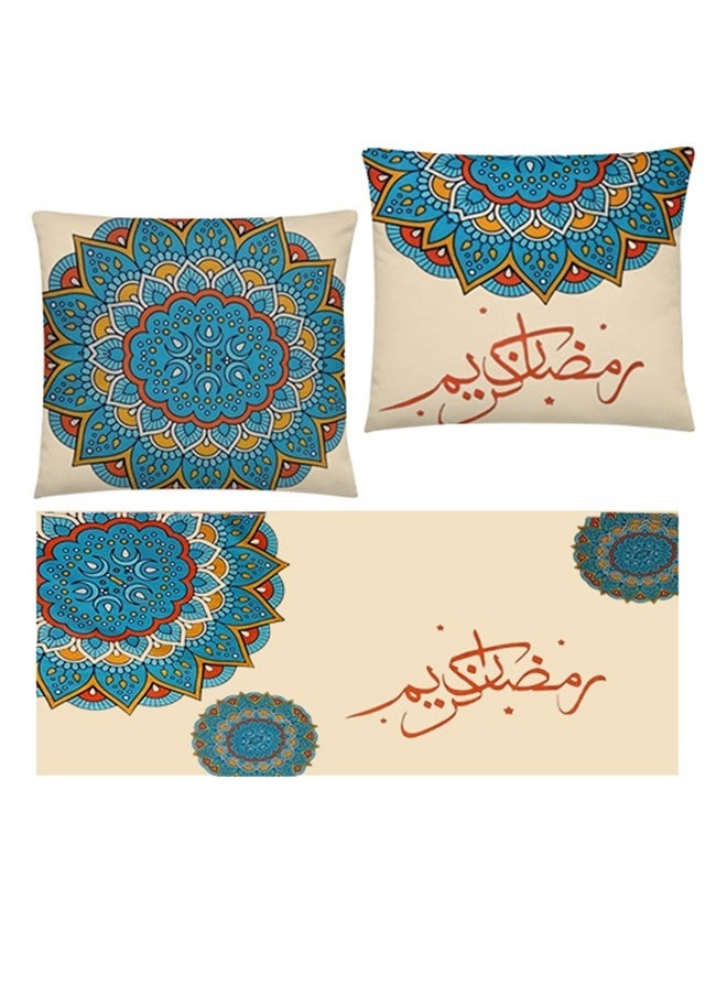 سنوز - طقم رمضان 3 قطع ( رانر سفره , تصميم اورينتال رمضان   45*90 سم + 2 كوشن مقاس 45*45 سم ) - Image 1