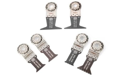 Fein مجموعة شفرات المنشار Fein Best of E-Cut Starlock للخشب والمعادن - مجموعة مكونة من 6 قطع لقص دقيق في الخشب والمعادن، تشمل (4) شفرات E-Cut طويلة العمر، (2) شفرات منشار E-Cut عالمية - 35222967010 - Image 1