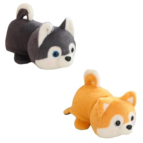 ADORA Reversible Husky Dog Soft Toy | 2-in-1 Transformable Plushie | Cute Reversible Husky Plush Toy | Soft Stuffed Animal Plush for Kids & Baby Girls | 20cm Plush Teddy Bear Gift (Gray & Orange) - Image 1