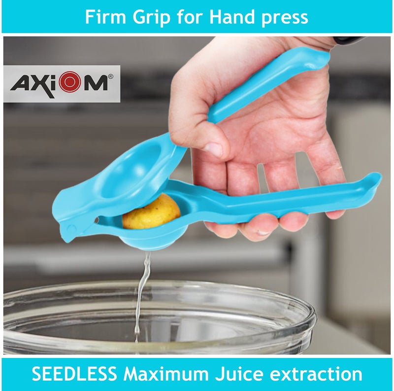 AXIOM Stainless Steel Lemon Squeezer with Bottle Opener inbuilt. Unbreakable Heavy Duty Hand Press instant juicer for Lemonade & Citrus Juice. Blue - Image 4