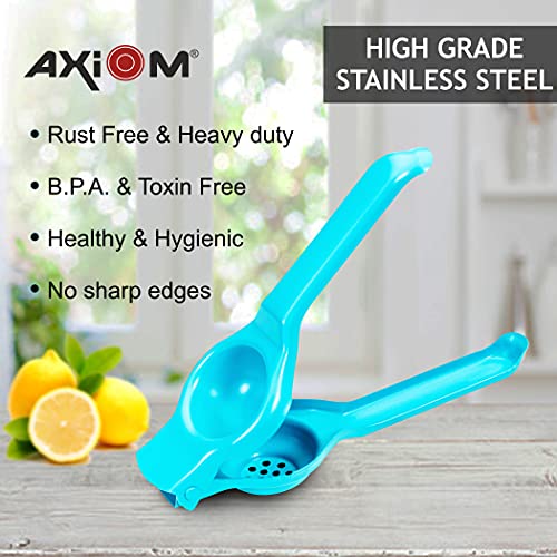 AXIOM Stainless Steel Lemon Squeezer with Bottle Opener inbuilt. Unbreakable Heavy Duty Hand Press instant juicer for Lemonade & Citrus Juice. Blue - Image 2
