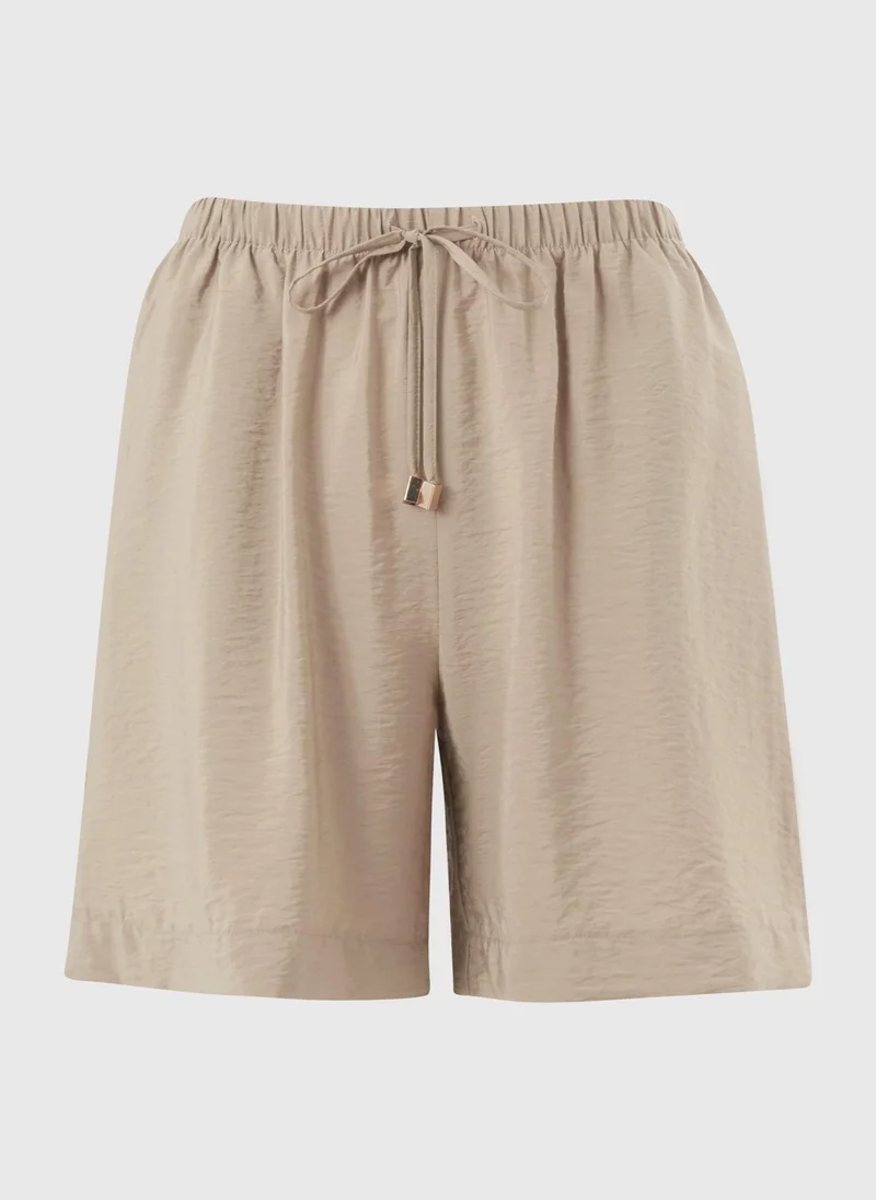Matalan Beige Camel Tie Waist Shorts for Women | Best Price UAE