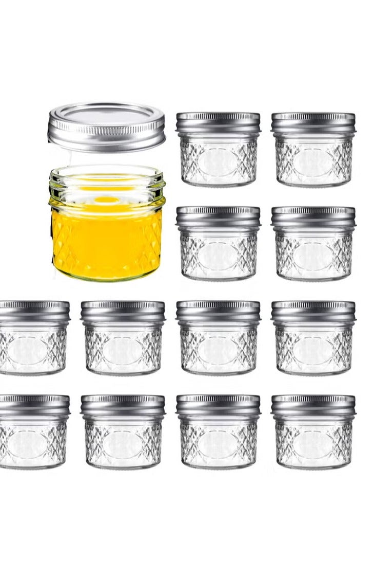 Mini Canning Jars 100ml With Lids, Small Glass Jars Ideal for Food Storage, Jam, Spice,Candle,Honey,Wedding Favors(12 PACK)