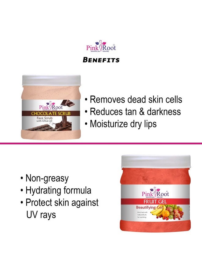 Pink Root Pink Root Chocolate Scrub 500gm with Fruit Gel 500gm  - Image 5