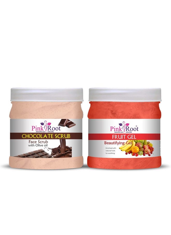 Pink Root Pink Root Chocolate Scrub 500gm with Fruit Gel 500gm  - Image 1