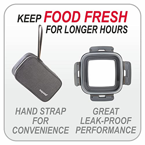 Nayasa Eco Crunch 2 Lunch Box with 2 Containers of 300 Ml Each, Ziper Pouch, Airtight Leakproof Lid, 4 Side Lock, Ideal for School/College/Office, Full Meal & Easy to Carry, Black - Stainless Steel - Image 3