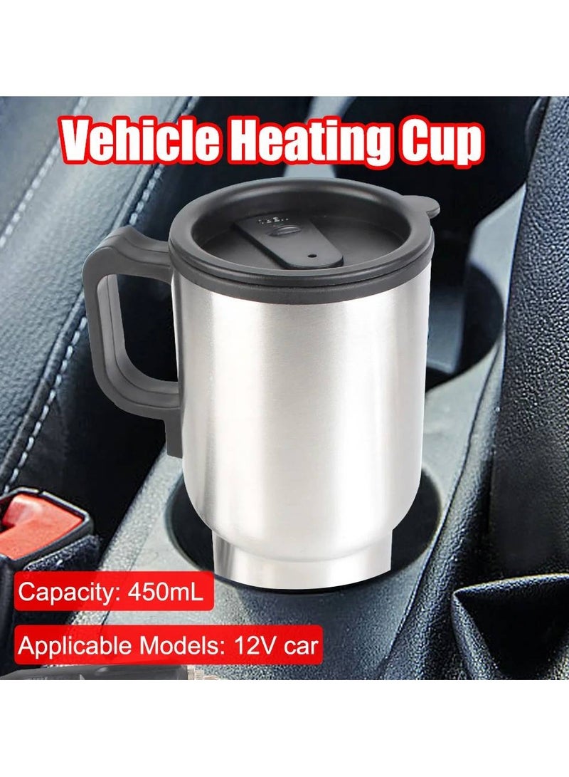 ارواق 12 فولت 450 مللي التدفئة الكهربائية سيارة غلاية المياه القهوة الحليب كوب حراري التخييم غلاية للسفر الفولاذ المقاوم للصدأ مركبة التدفئة كوب - Image 2