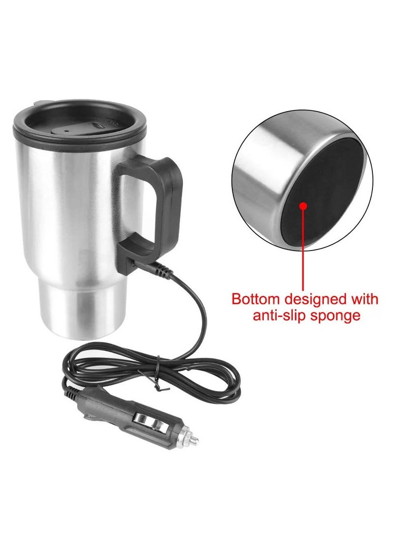 ارواق 12 فولت 450 مللي التدفئة الكهربائية سيارة غلاية المياه القهوة الحليب كوب حراري التخييم غلاية للسفر الفولاذ المقاوم للصدأ مركبة التدفئة كوب - Image 5
