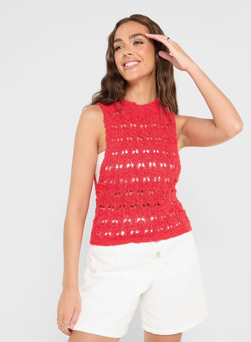 Ginger Knitted Crochet Vest - Image 1