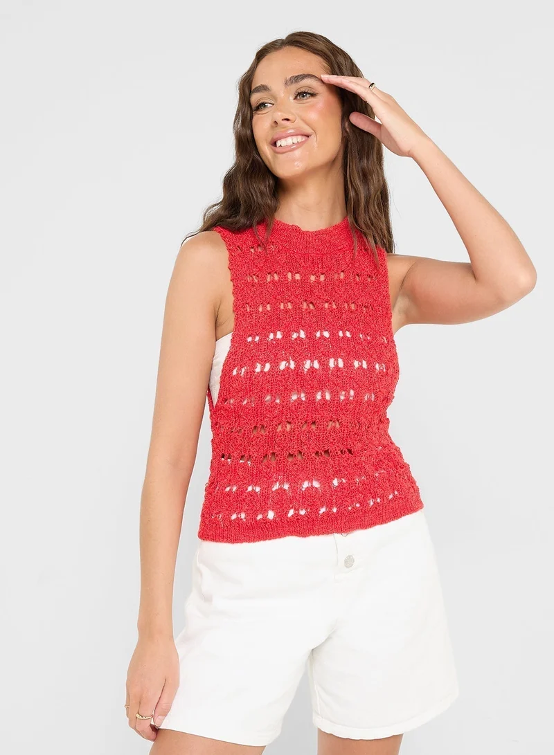 Ginger Knitted Crochet Vest