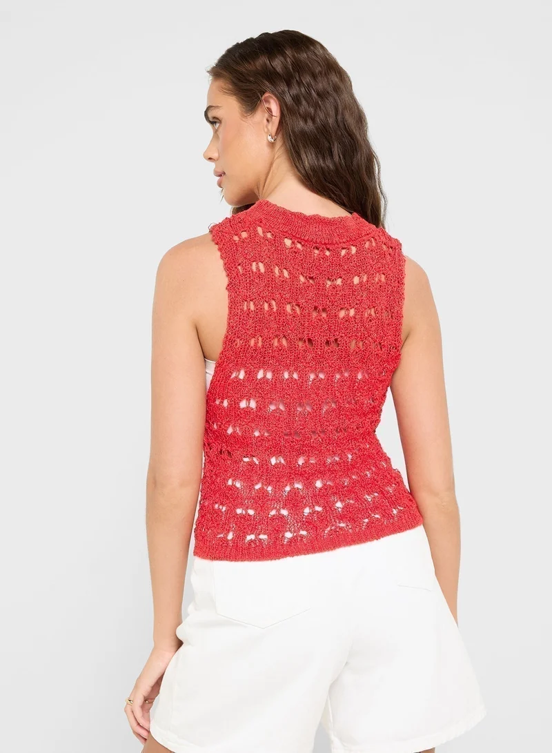 Ginger Knitted Crochet Vest