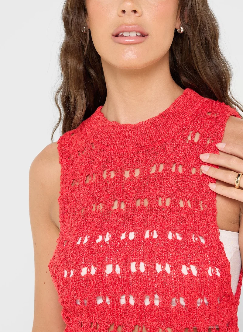 Ginger Knitted Crochet Vest