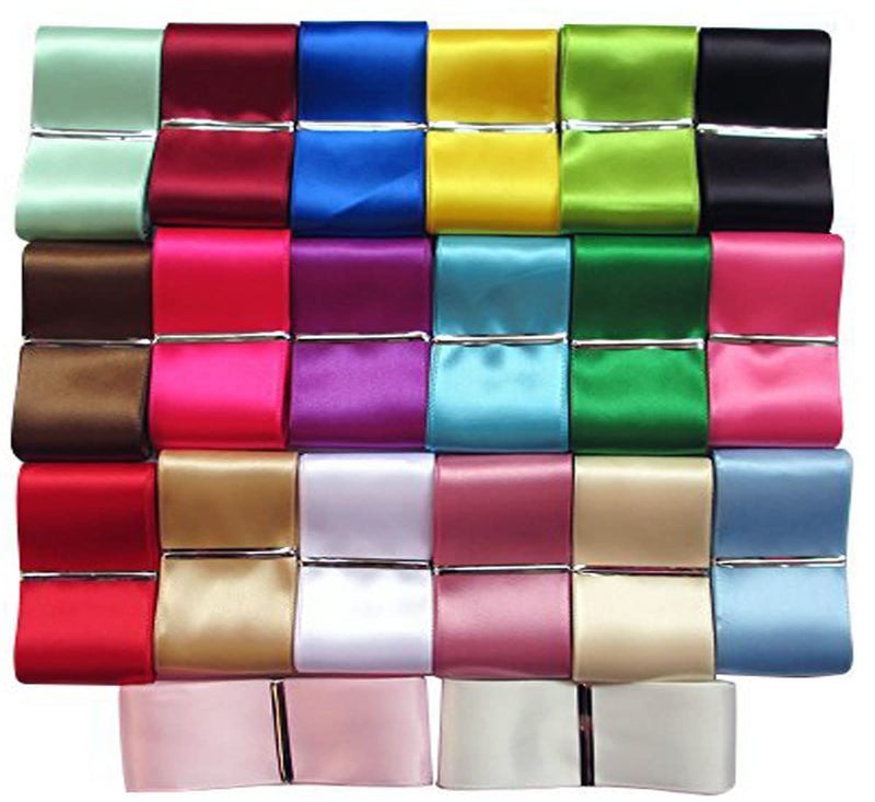 Chenkou Craft 1 12 Inch 40mm 20Yards Single Face Solid Satin Polyester Ribbon 20 Colors Assorted Bulk Lots Mix 1 12 Mix