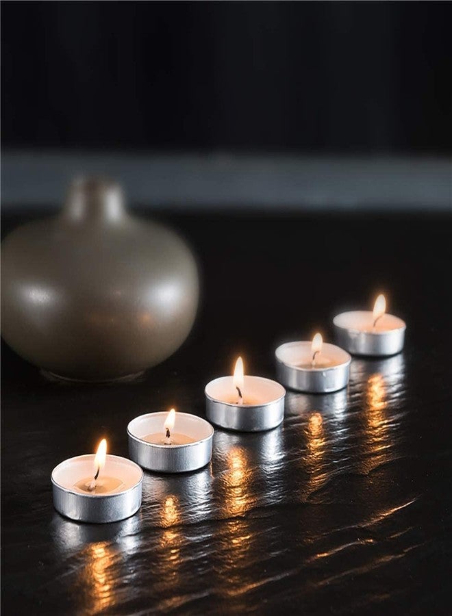 SUNSHINE GLOBAL SOURCE Unscented White Tealight Candles -50 Pack, 3 Hours Burn Time Smokeless Tea Light Candles, Candles with Cotton Wicks for Shabbat, Weddings, Christmas, Home D�cor - Image 4
