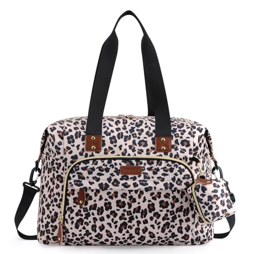 Tuwubi Diaper Bag Tote,Baby Diaper Bag with Pacifier Case Large Travel Diaper Tote Caddy for Mom and Dad Multifunction Large Baby Bag - Leopard Print - Image 1