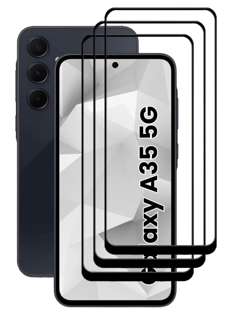 ACLIX 3 Pieces Tempered Glass Screen Protector Antistatic ESD Dustproof Premium Quality High Definition Designed For Samsung Galaxy A35 - Image 1