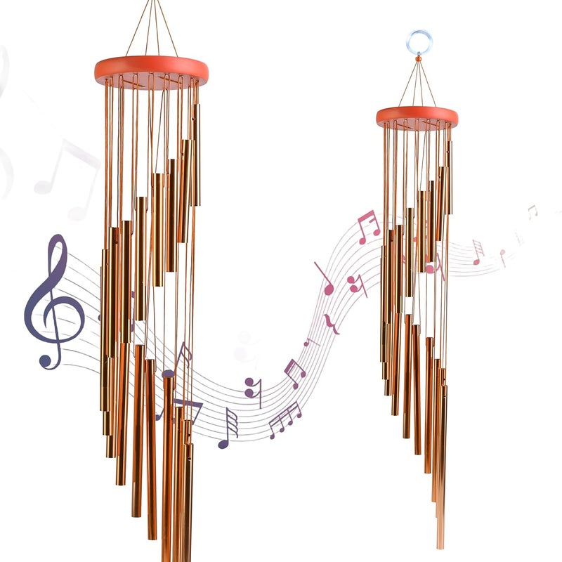 HindCraft Wind Chimes for Balcony & Garden – 27-Inch Gold Copper Windchime for Home Decor, Wall Hanging Bells for Positive Energy & Living Room Decoration(Pack of 1) - Image 3