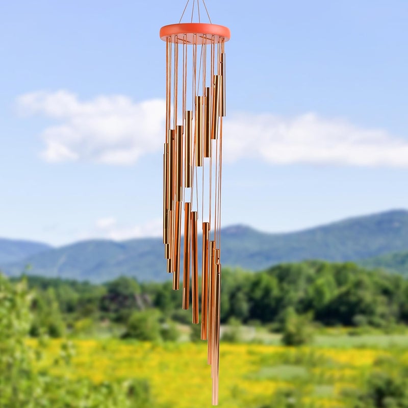 HindCraft Wind Chimes for Balcony & Garden – 27-Inch Gold Copper Windchime for Home Decor, Wall Hanging Bells for Positive Energy & Living Room Decoration(Pack of 1) - Image 5